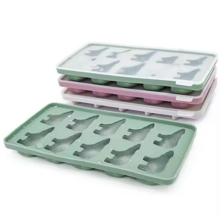 12 - Grid Polar Bear Silicone Ice Cube Tray with Lid - XUANMAN
