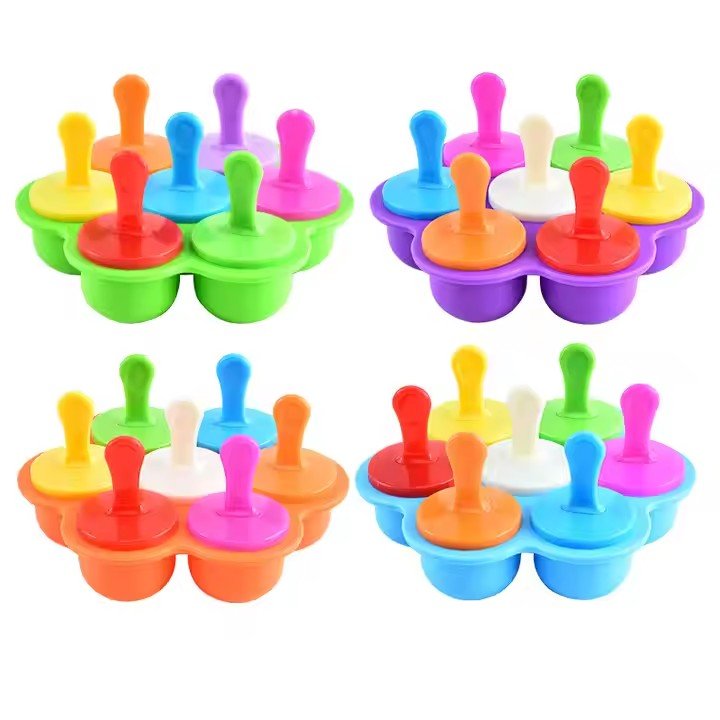 7 - Grid Colorful Silicone Ice Pop Mold - XUANMAN