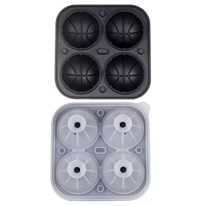 Basketball Shape Silicone Ice Ball Maker, 4 - Grid - XUANMAN