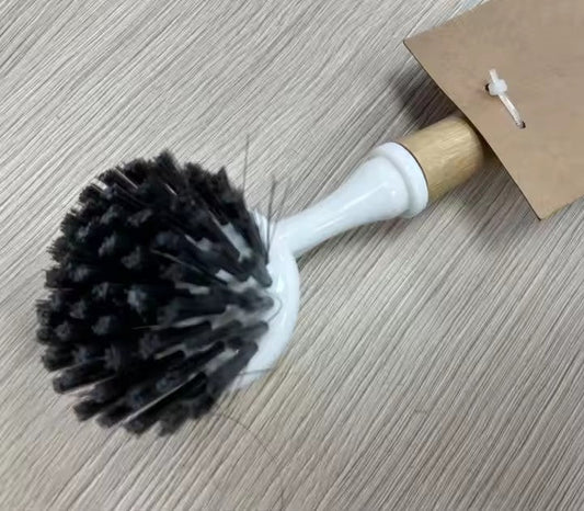 Eco - Friendly Round Cleaning Brush with Bamboo Handle - XUANMAN