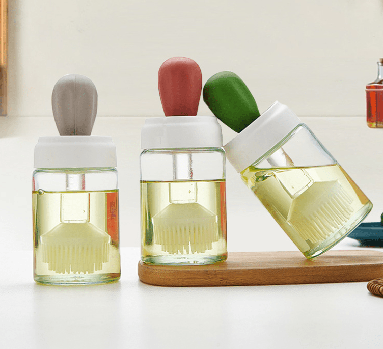Glass Oil Bottle with Silicone Brush for Cooking - XUANMAN