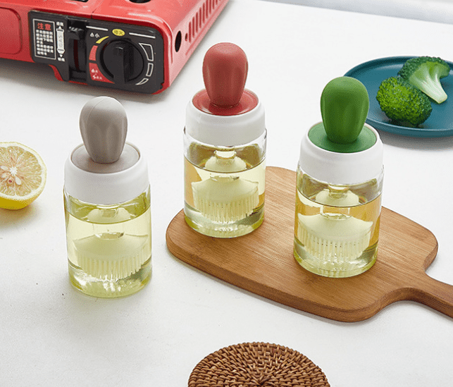 Glass Oil Bottle with Silicone Brush for Cooking - XUANMAN