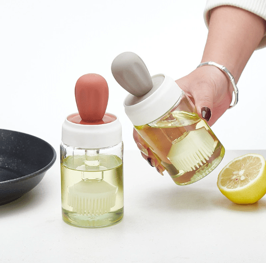Glass Oil Bottle with Silicone Brush for Cooking - XUANMAN