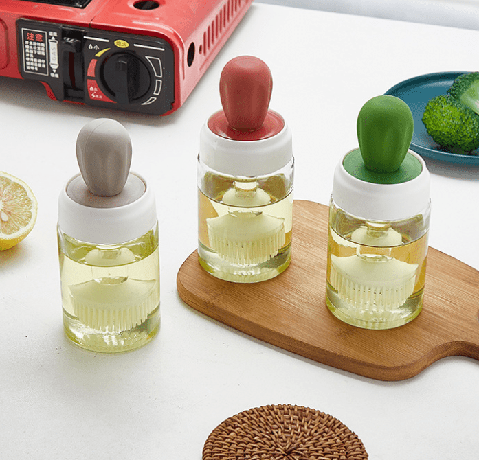 Glass Oil Bottle with Silicone Brush for Cooking - XUANMAN