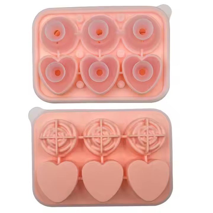 Rose & Heart Shape Silicone Ice Ball Mold, 6 - Grid - XUANMAN