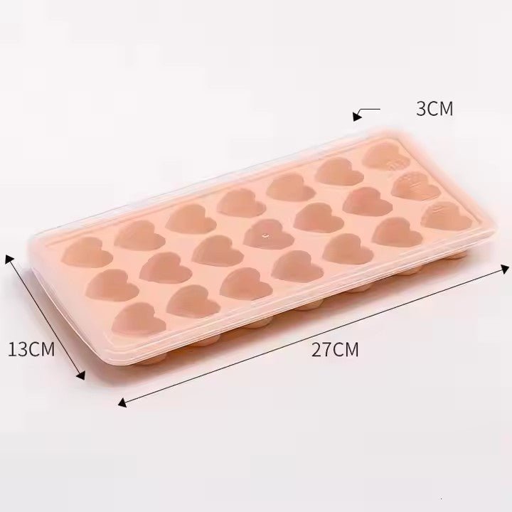 Silicone Heart Ice Cube Tray with Lid, 24 - Grid - XUANMAN