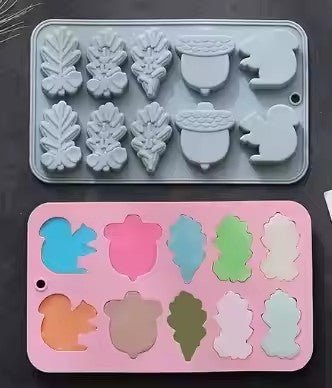 Silicone Ice Cube Mold, Squirrel & Acorn Leaf Shapes - XUANMAN