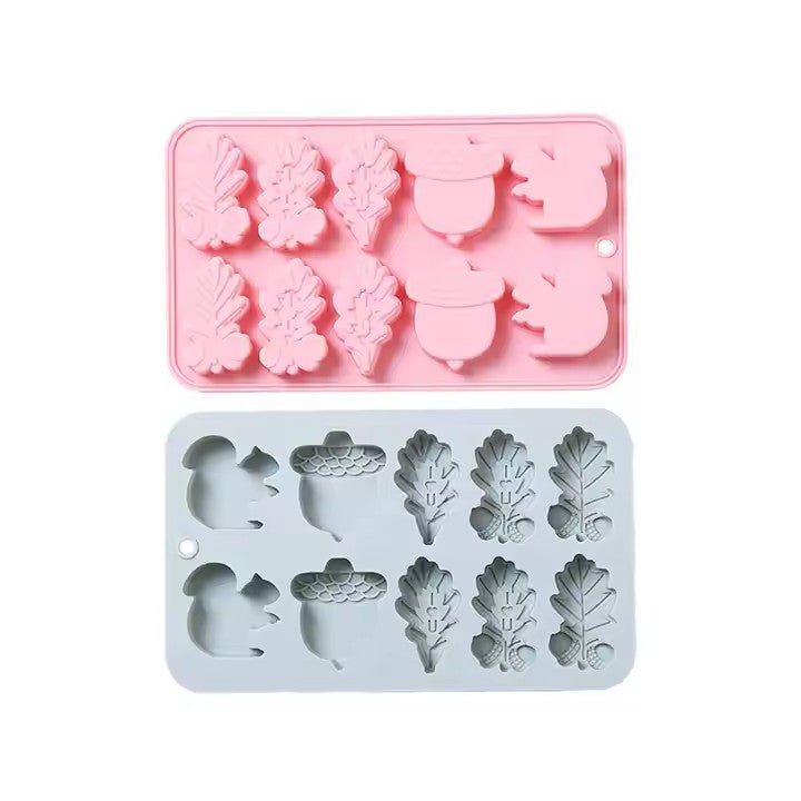 Silicone Ice Cube Mold, Squirrel & Acorn Leaf Shapes - XUANMAN