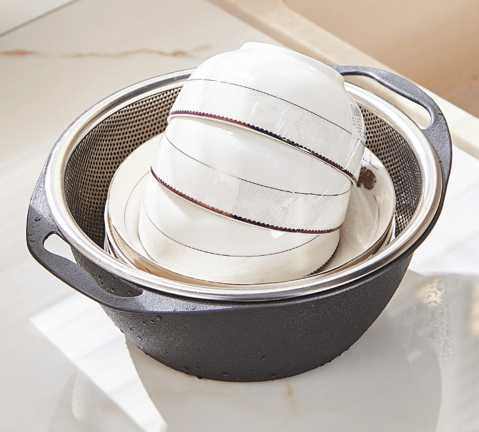 Stainless Steel Colander Bowl, Double Layer Strainer - XUANMAN