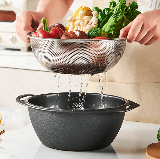 Stainless Steel Colander Bowl, Double Layer Strainer - XUANMAN