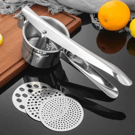 Stainless Steel Potato Ricer & Juicer, 3 Discs - XUANMAN