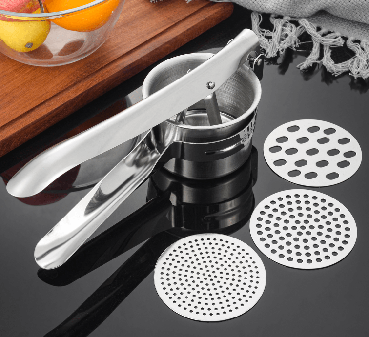 Stainless Steel Potato Ricer & Juicer, 3 Discs - XUANMAN
