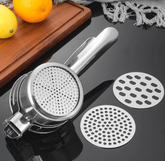 Stainless Steel Potato Ricer & Juicer, 3 Discs - XUANMAN