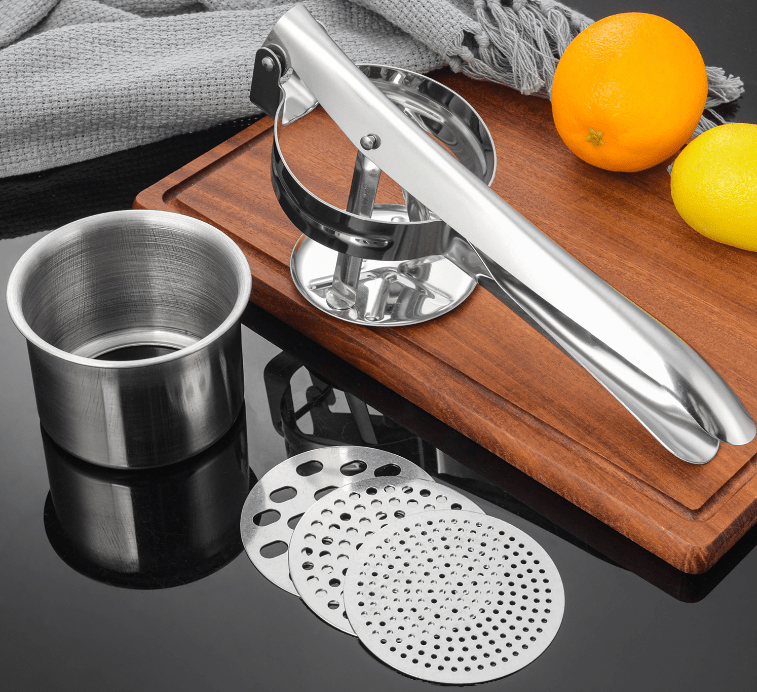 Stainless Steel Potato Ricer & Juicer, 3 Discs - XUANMAN