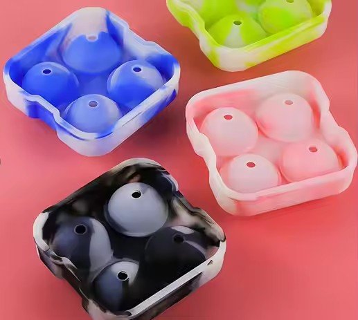4 - Grid Round Ice Tray, Silicone Ice Ball Maker - XUANMAN