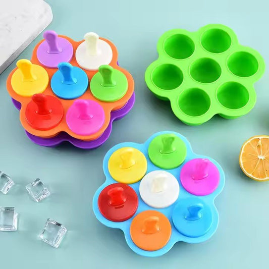 7 - Grid Colorful Silicone Ice Pop Mold - XUANMAN