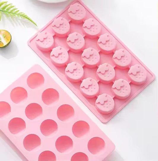 Cartoon Strawberry Silicone Ice Cube Tray, 15 Grid - XUANMAN