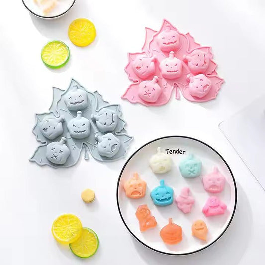 Halloween Pumpkin Silicone Ice Cube Tray, 6 Grids - XUANMAN