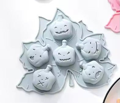Halloween Pumpkin Silicone Ice Cube Tray, 6 Grids - XUANMAN