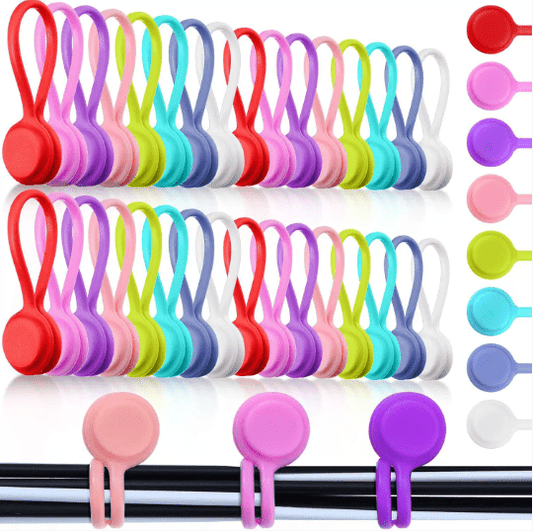 Magnetic Silicone Cable Organizer Clips, Assorted Colors - XUANMAN