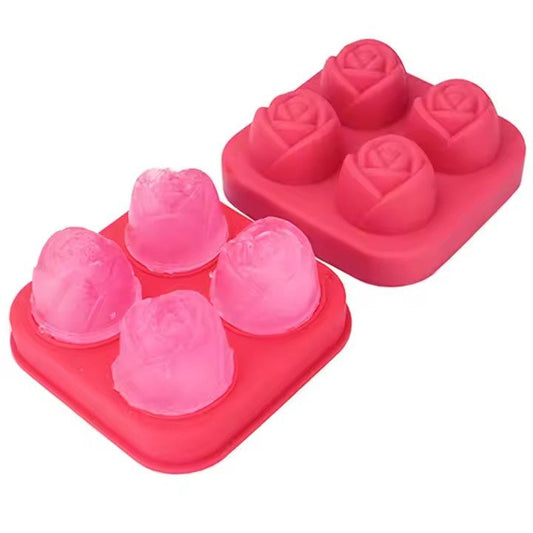 Rose Shape Silicone Ice Cube Tray, 4 Grid - XUANMAN