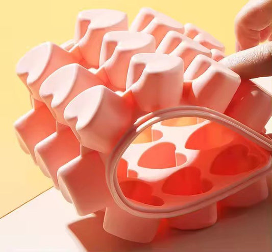 Silicone Heart Ice Cube Tray with Lid, 24 - Grid - XUANMAN