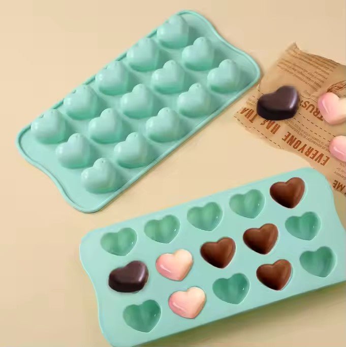 Silicone Heart - Shaped Ice Cube Tray, 15 Grids - XUANMAN