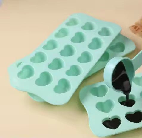 Silicone Heart - Shaped Ice Cube Tray, 15 Grids - XUANMAN