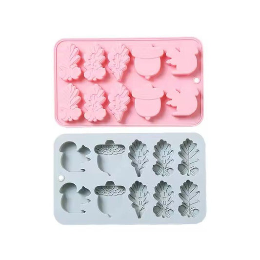 Silicone Ice Cube Mold, Squirrel & Acorn Leaf Shapes - XUANMAN