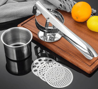 Stainless Steel Potato Ricer & Juicer, 3 Discs - XUANMAN